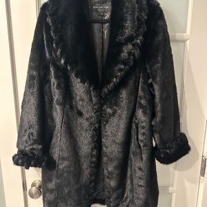 Fabulous Furs Black Faux Fur Coat Size L